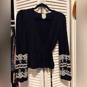 Blue Rain Wrap Top
